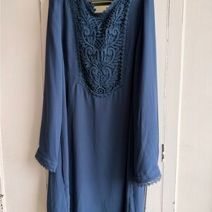 Elegant Blue Long Sleeve Dress